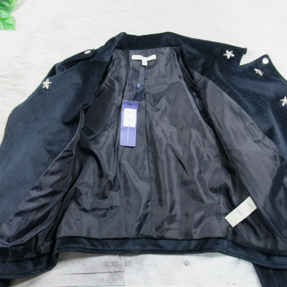 REBECCA MINKOFF Wes Star-Studded Velour Moto Jacket Women's Size XS